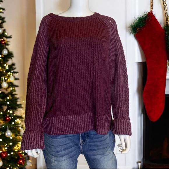 Love Ellie Maroon Crew Neck Long Sleeve Sweater Women's Size L - Picture 1 of 8